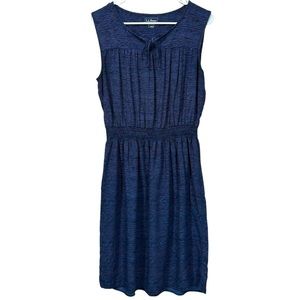 Ll Bean Blue and Black Print Casual Light Viscose Summer Dress Size Large